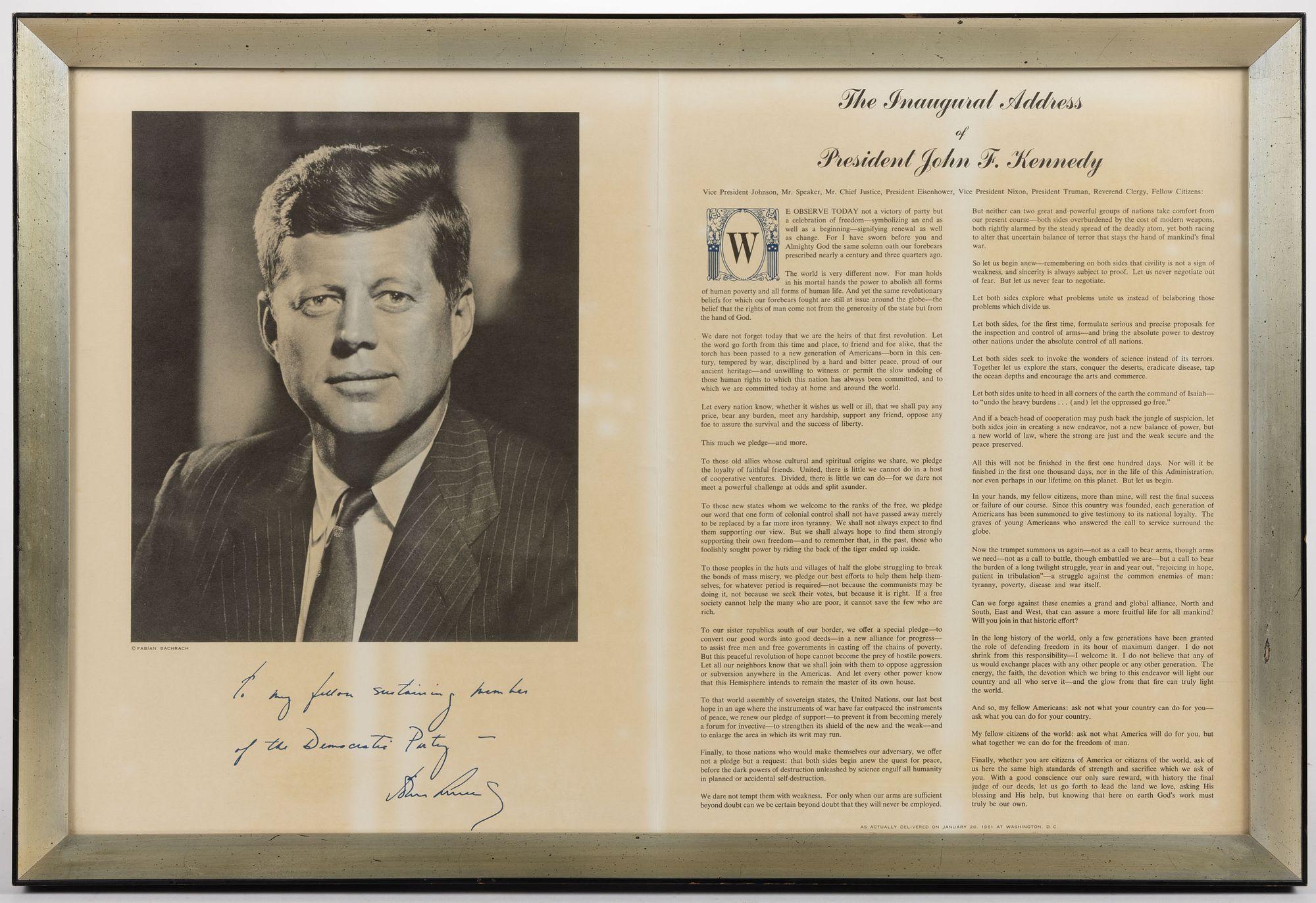 JOHN F. KENNEDY DEMOCRATIC DONOR PREMIUM sold at auction on 26th ...