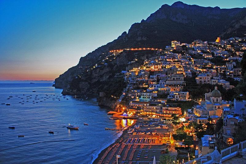 positano sunset panoramica